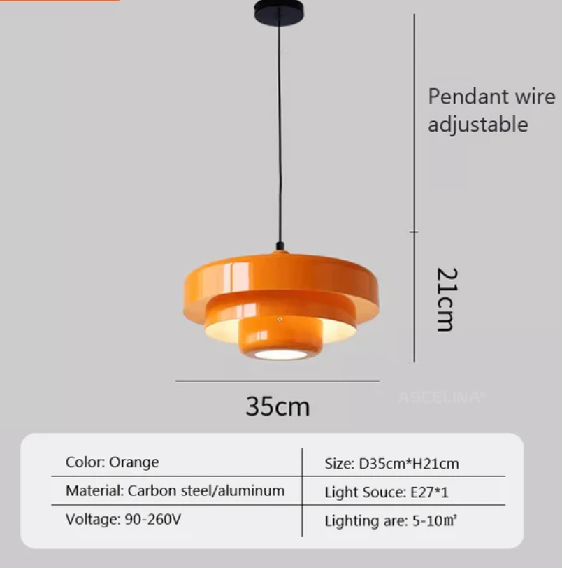 Aksel - Candeeiro suspenso retro cor de laranja,para sala, quarto, cozinha- mobiliário Bauhaus