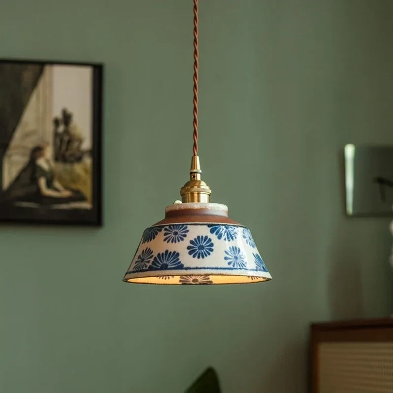 Ronja – Luminária Pendente de Cerâmica Pintada à Mão