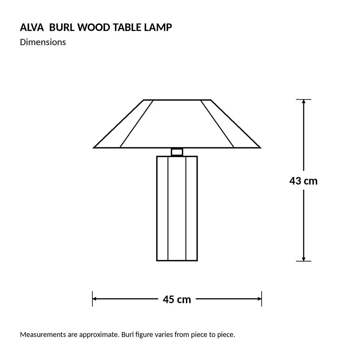 Candeeiro de mesa Alva em madeira de raiz para sala e quarto