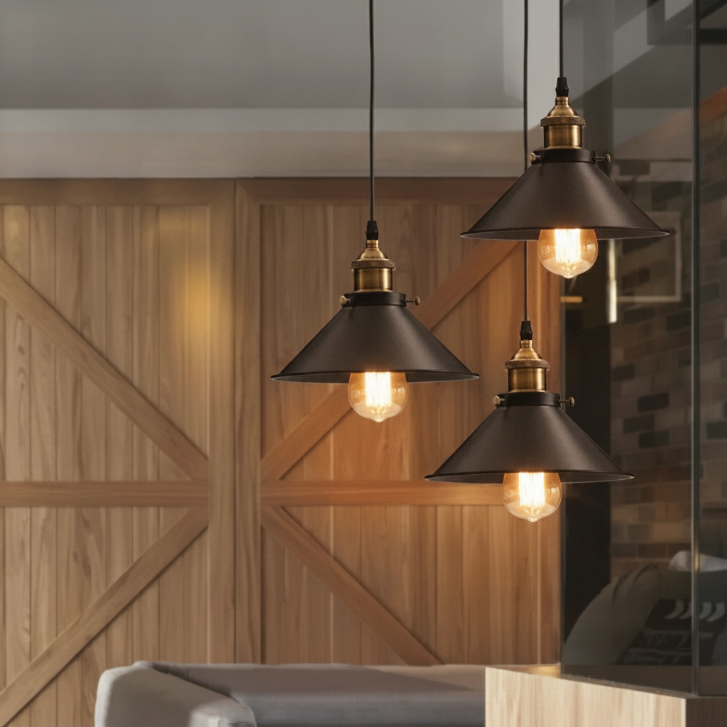 Jorine - Candeeiro suspenso industrial nórdico moderno para sala e quarto
