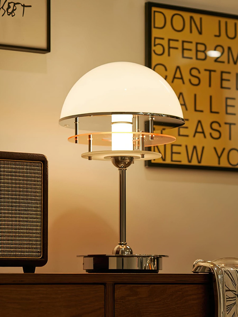 Candeeiro de mesa em acrílico, estilo vintage Bauhaus, com efeito de pôr do sol