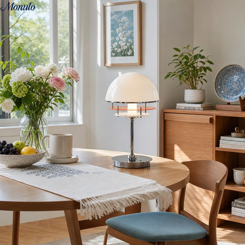 Candeeiro de mesa em acrílico, estilo vintage Bauhaus, com efeito de pôr do sol