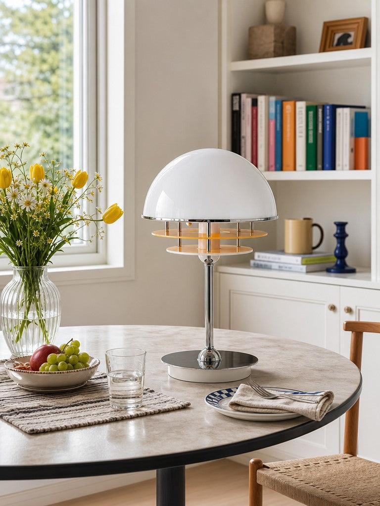 Candeeiro de mesa em acrílico, estilo vintage Bauhaus, com efeito de pôr do sol