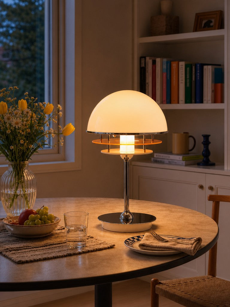 Candeeiro de mesa em acrílico, estilo vintage Bauhaus, com efeito de pôr do sol