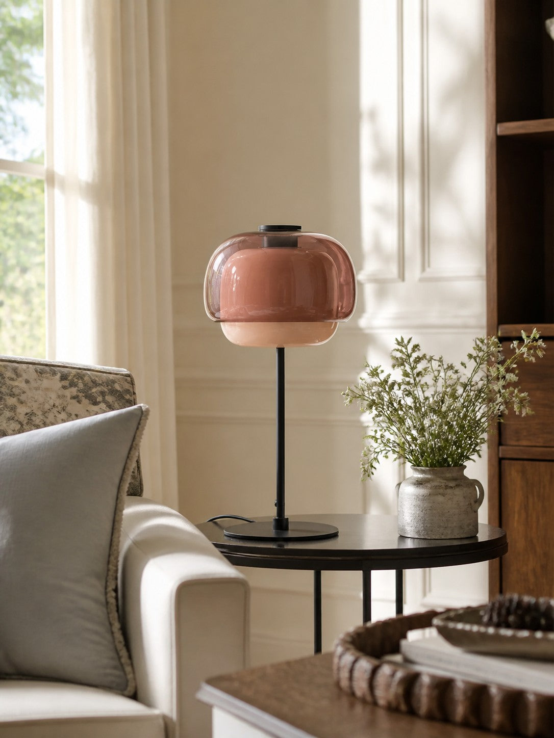 Candeeiro de Mesa de Vidro Moderno de Meados do Século Clinco