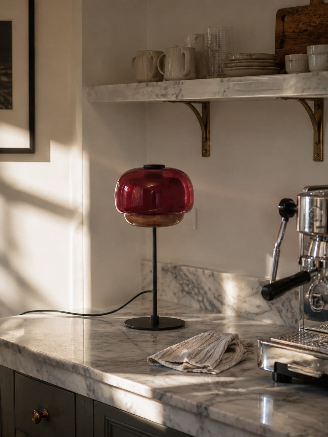 Candeeiro de Mesa de Vidro Moderno de Meados do Século Clinco