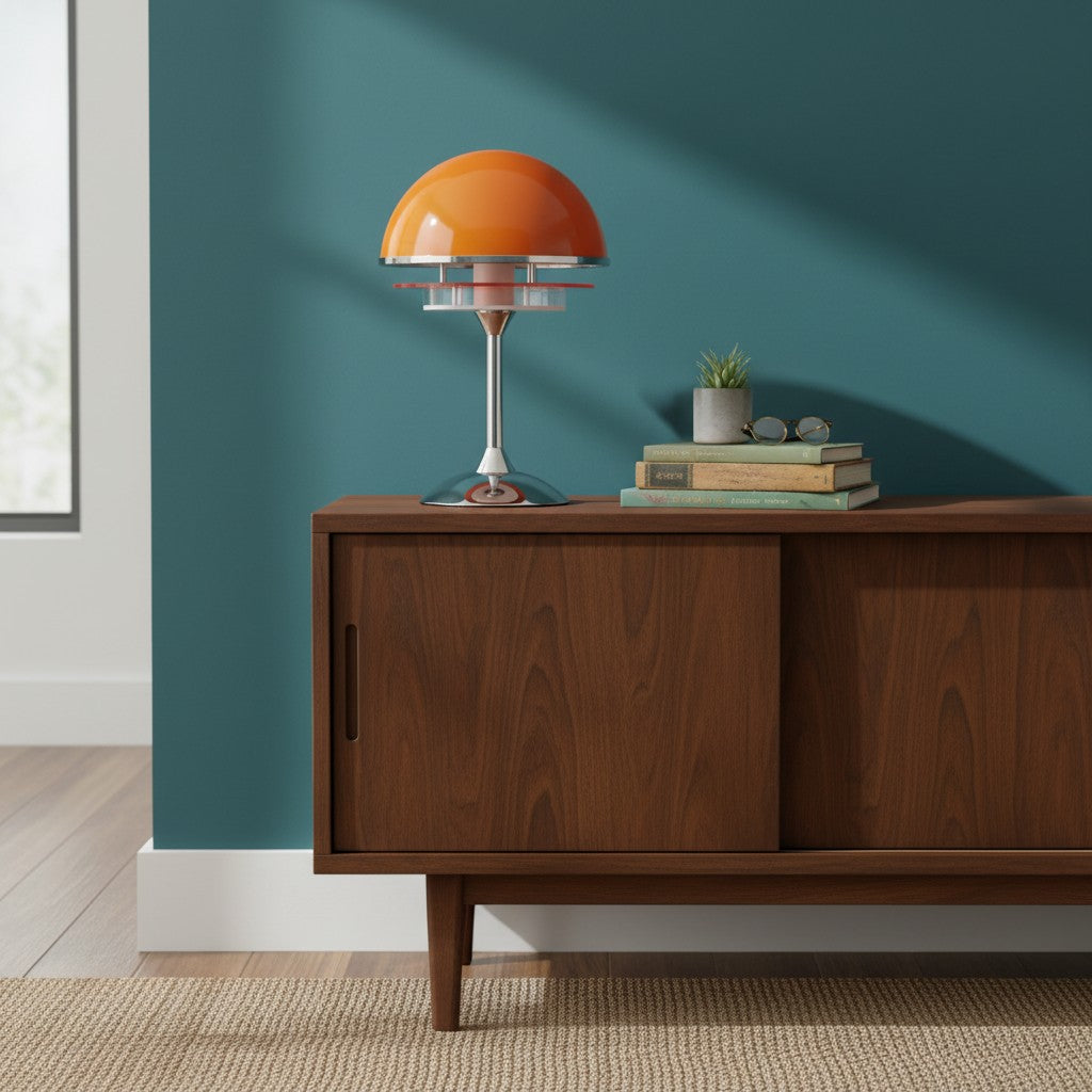 Candeeiro de mesa em acrílico, estilo vintage Bauhaus, com efeito de pôr do sol