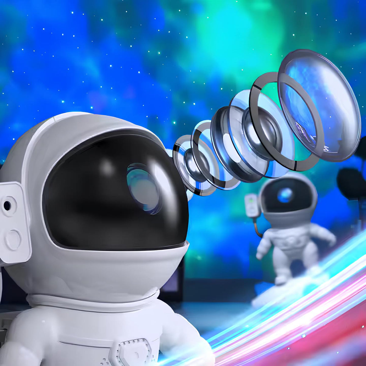 Projetor de luz em forma de astronauta