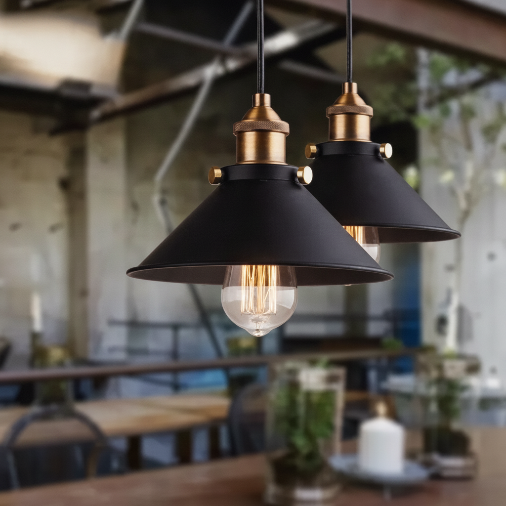 Jorine - Candeeiro suspenso industrial nórdico moderno para sala e quarto
