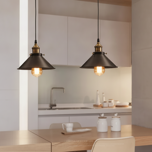 Jorine - Candeeiro suspenso industrial nórdico moderno para sala e quarto