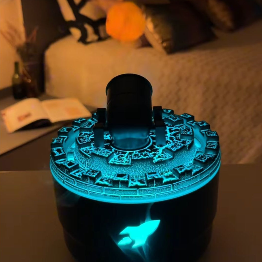 Humidificador em forma de canhão bombardeiro
