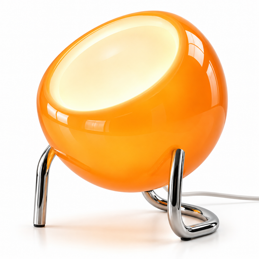 Candeeiro de Mesa Rune em Vidro Laranja e Branco Estilo Bauhaus