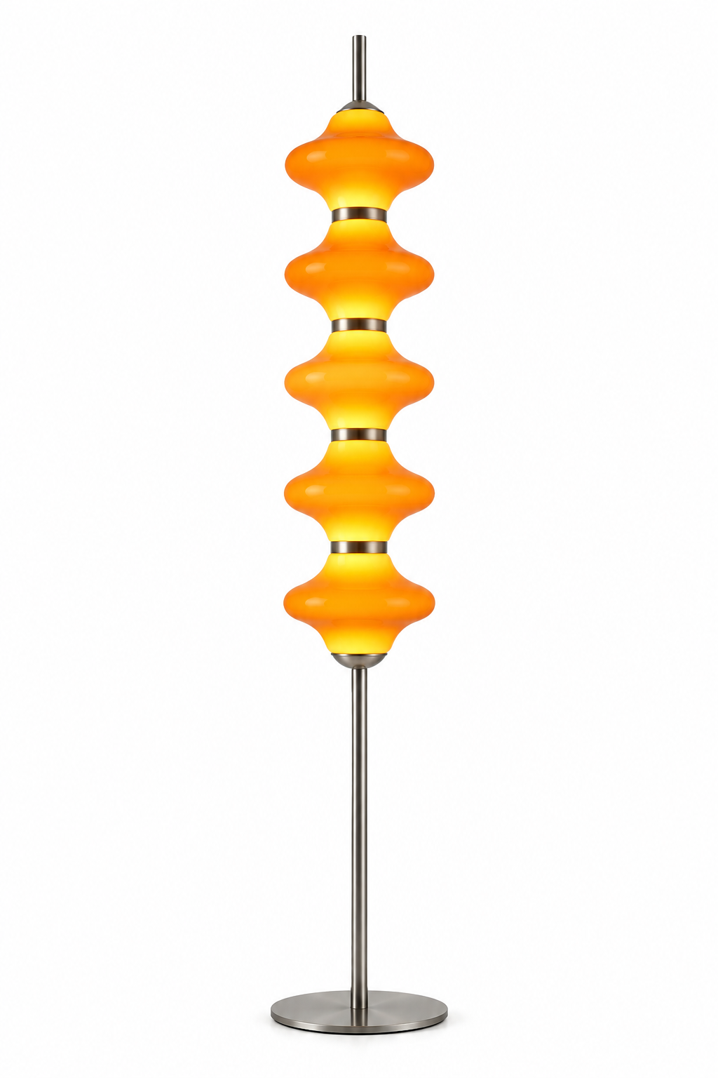 Candeeiro de pé moderno em metal e vidro – design de lanterna cor de laranja para quarto
