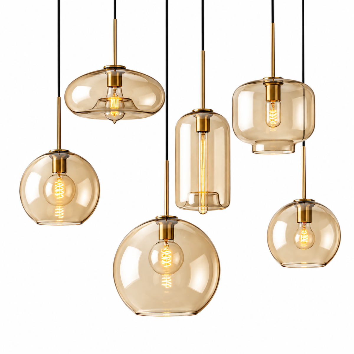 Millay – Candeeiros Suspensos de Vidro Fumado Modernos para sala ou quarto