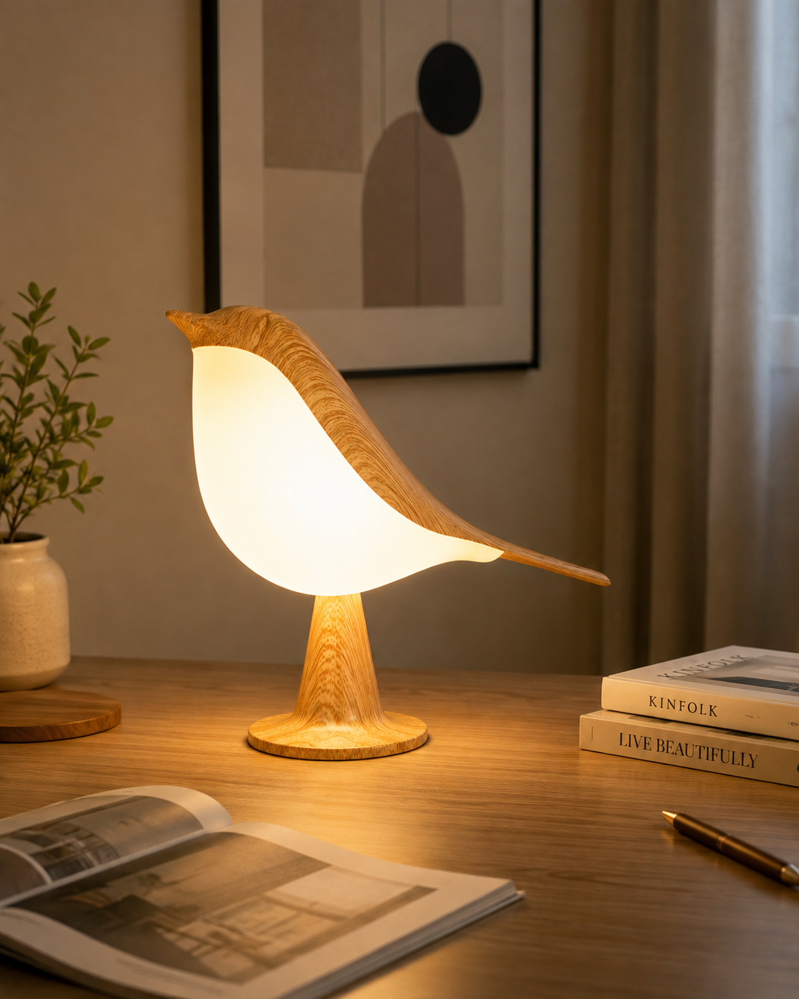 Bird-Luminária LED em formato de pássaro com controle por toque
