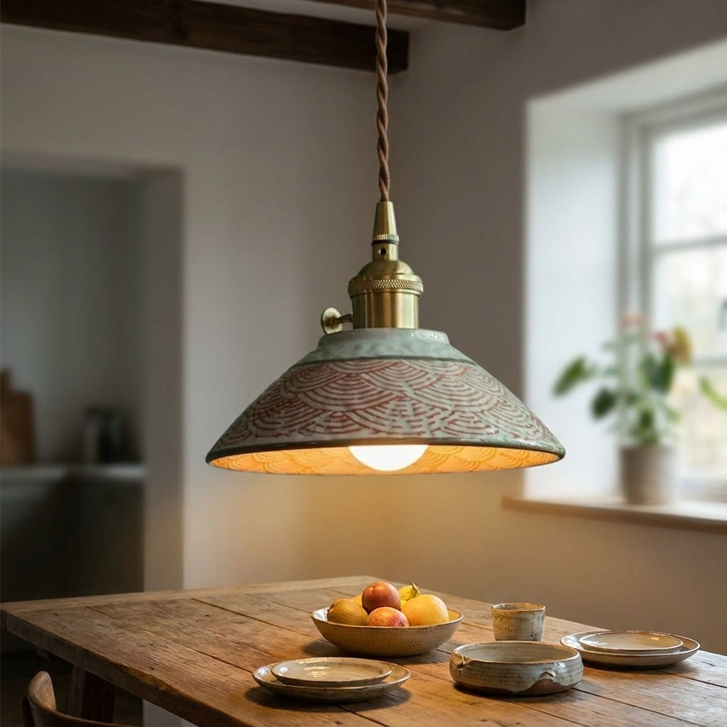 Candeeiro de suspensão em ceramica Paloma  para sala ou quarto