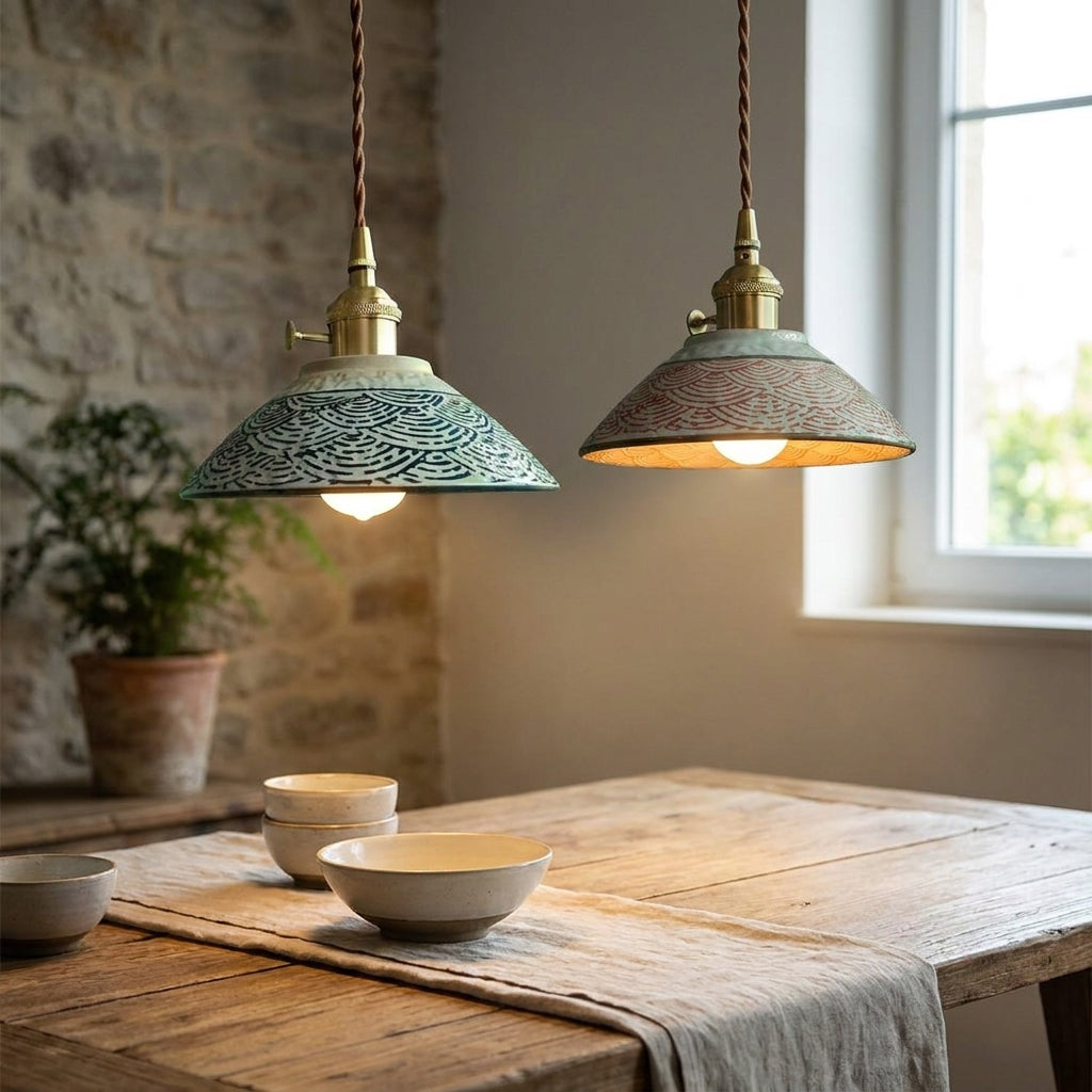 Candeeiro de suspensão em ceramica Paloma  para sala ou quarto