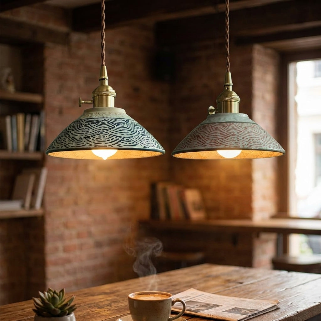 Candeeiro de suspensão em ceramica Paloma  para sala ou quarto