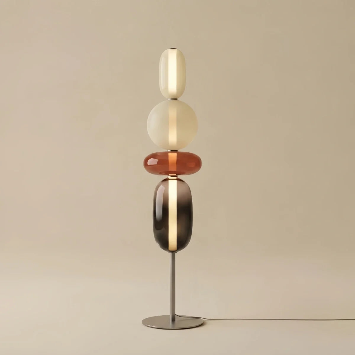 Candeeiro de Pé Moderno Prisma – Design Interativo em Cristal Soprado à Mão para Sala de Estar e Quarto