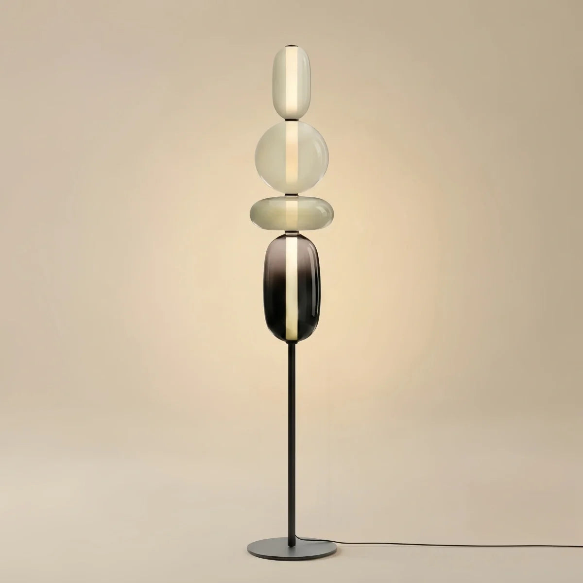 Candeeiro de Pé Moderno Prisma – Design Interativo em Cristal Soprado à Mão para Sala de Estar e Quarto