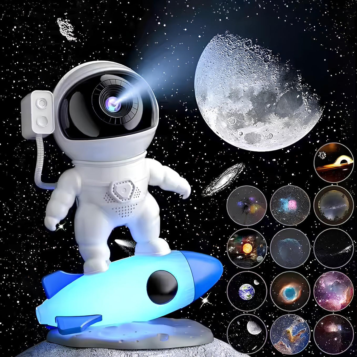 Projetor de luz em forma de astronauta