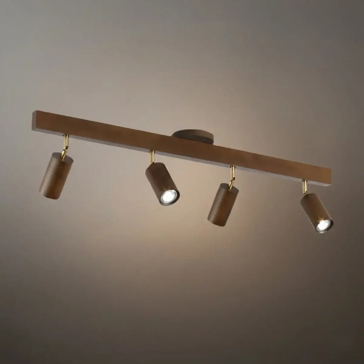 Candeeiro de Teto Zenno em Madeira com Focos LED Orientáveis