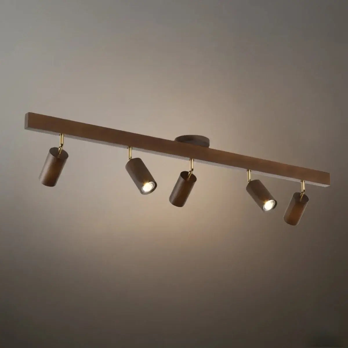 Candeeiro de Teto Zenno em Madeira com Focos LED Orientáveis