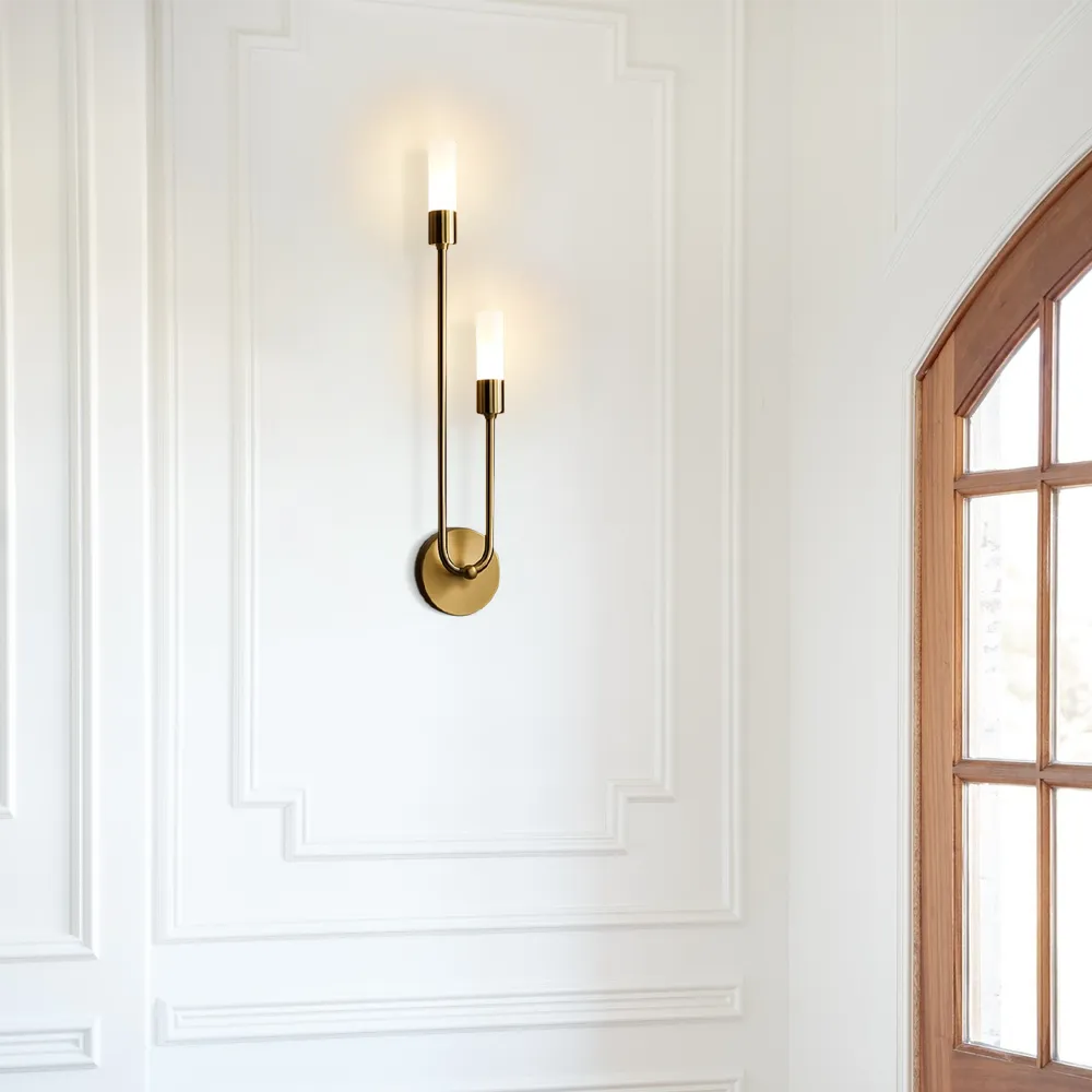 Candeeiro de Parede Excelis Dourado Moderno com Design em U para quarto ou sala