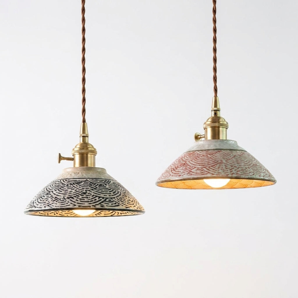Candeeiro de suspensão em ceramica Paloma  para sala ou quarto