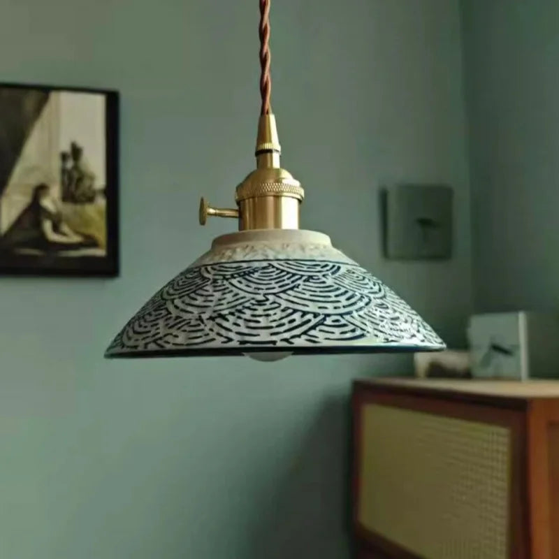 Candeeiro de suspensão em ceramica Paloma  para sala ou quarto