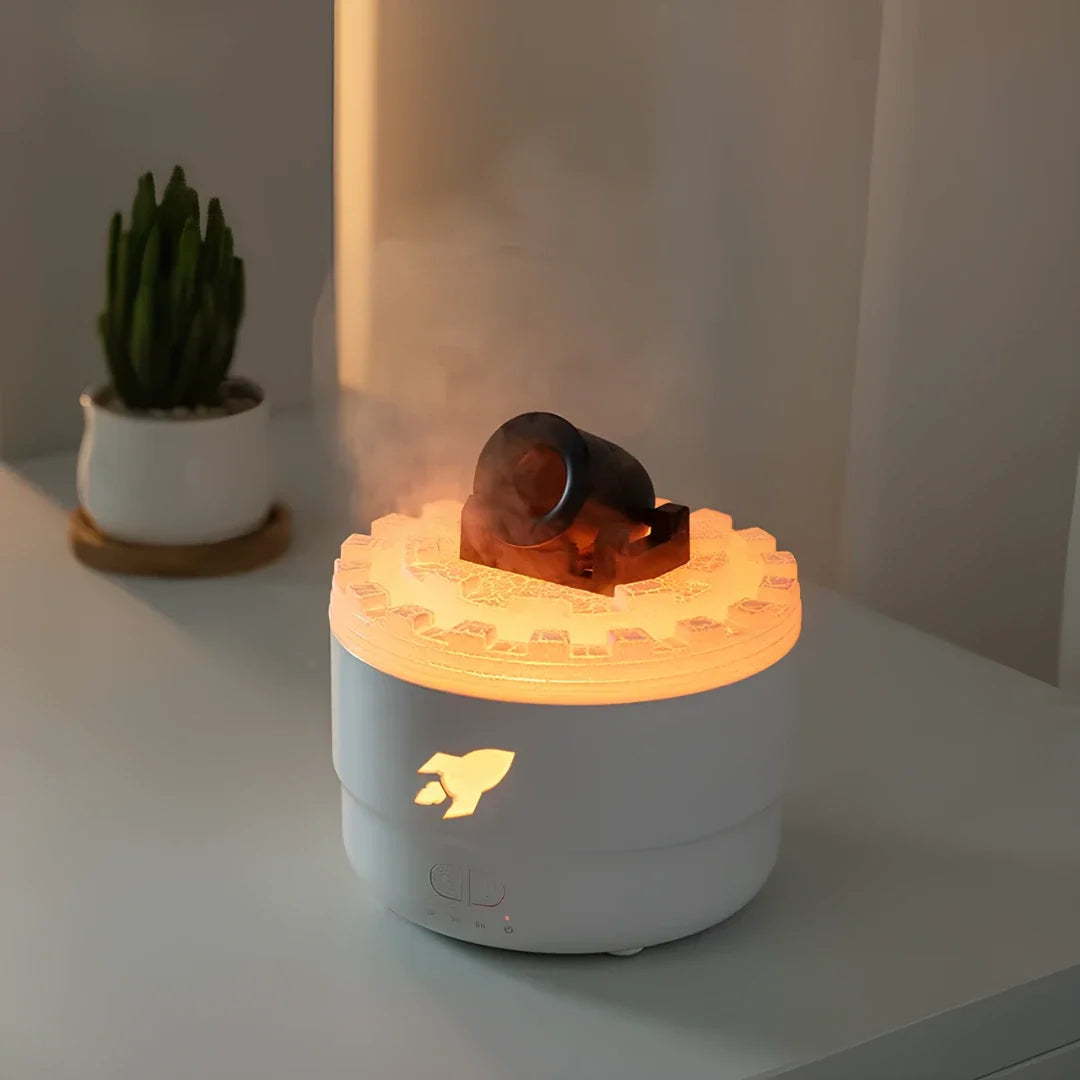 Humidificador em forma de canhão bombardeiro