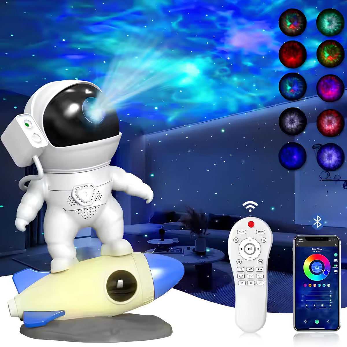 Projetor de luz em forma de astronauta